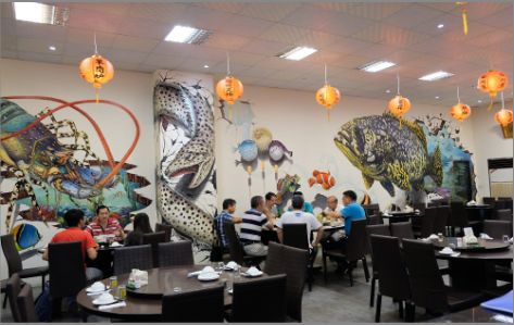 三江海鲜餐厅墙体彩绘